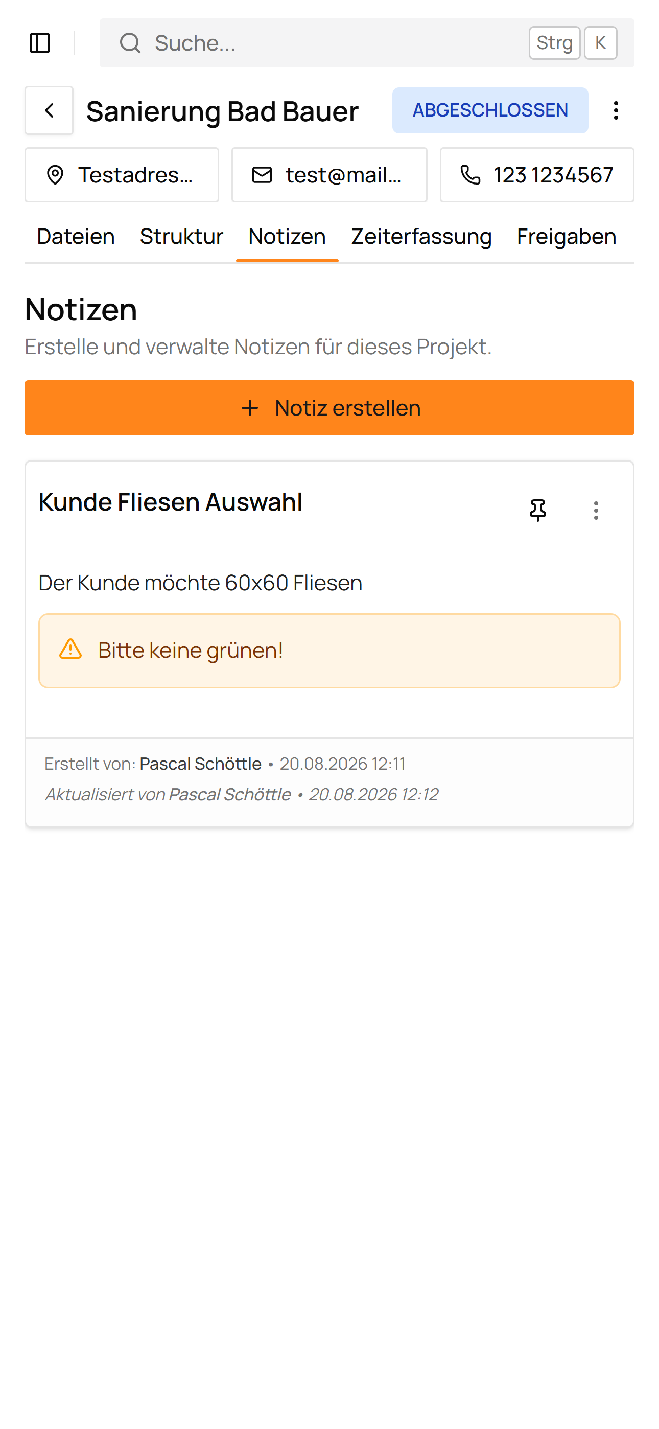Meister Mappe Zentrale Notizen
